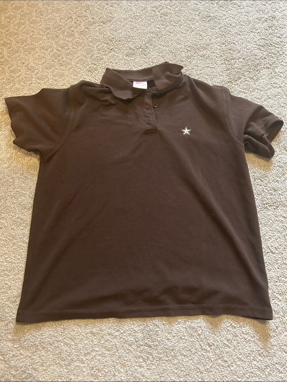 Simple Y2K Brown Polo Shirt with Star Embroidery